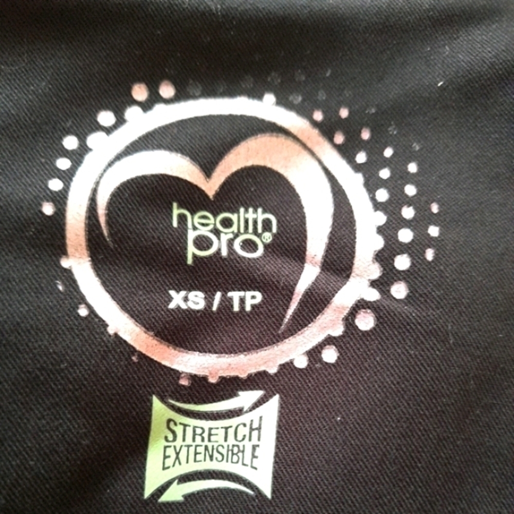 HEALTHPRO Scrubs STRETCH EXTENSIBLE Full Zippered Shirt Size XS Color Black - Picture 3 of 7
